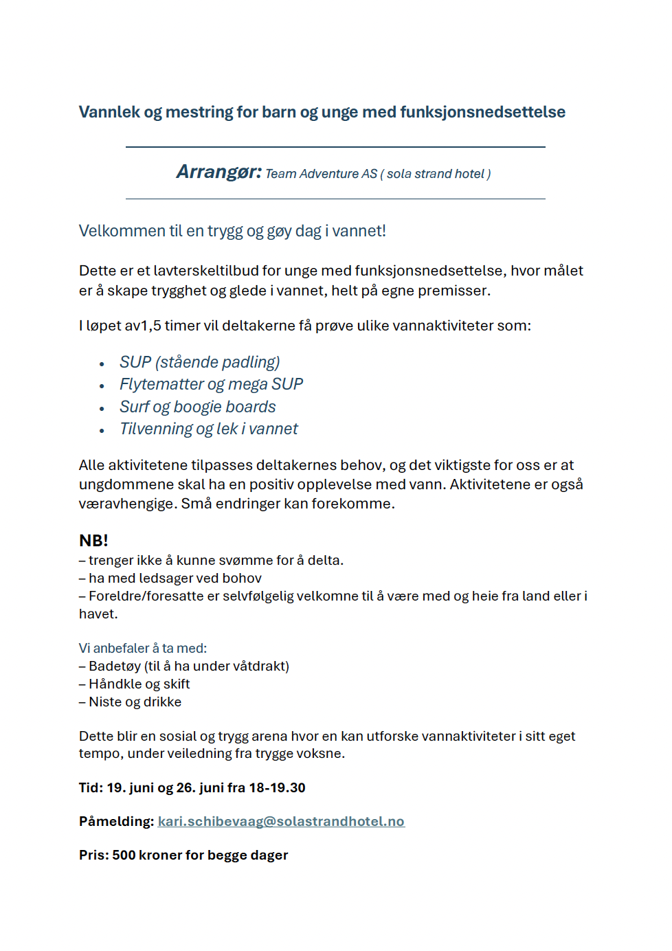 Bilde som er bare tekst som beskriver tittelen og informasjon om arrangementet - Klikk for stort bilde