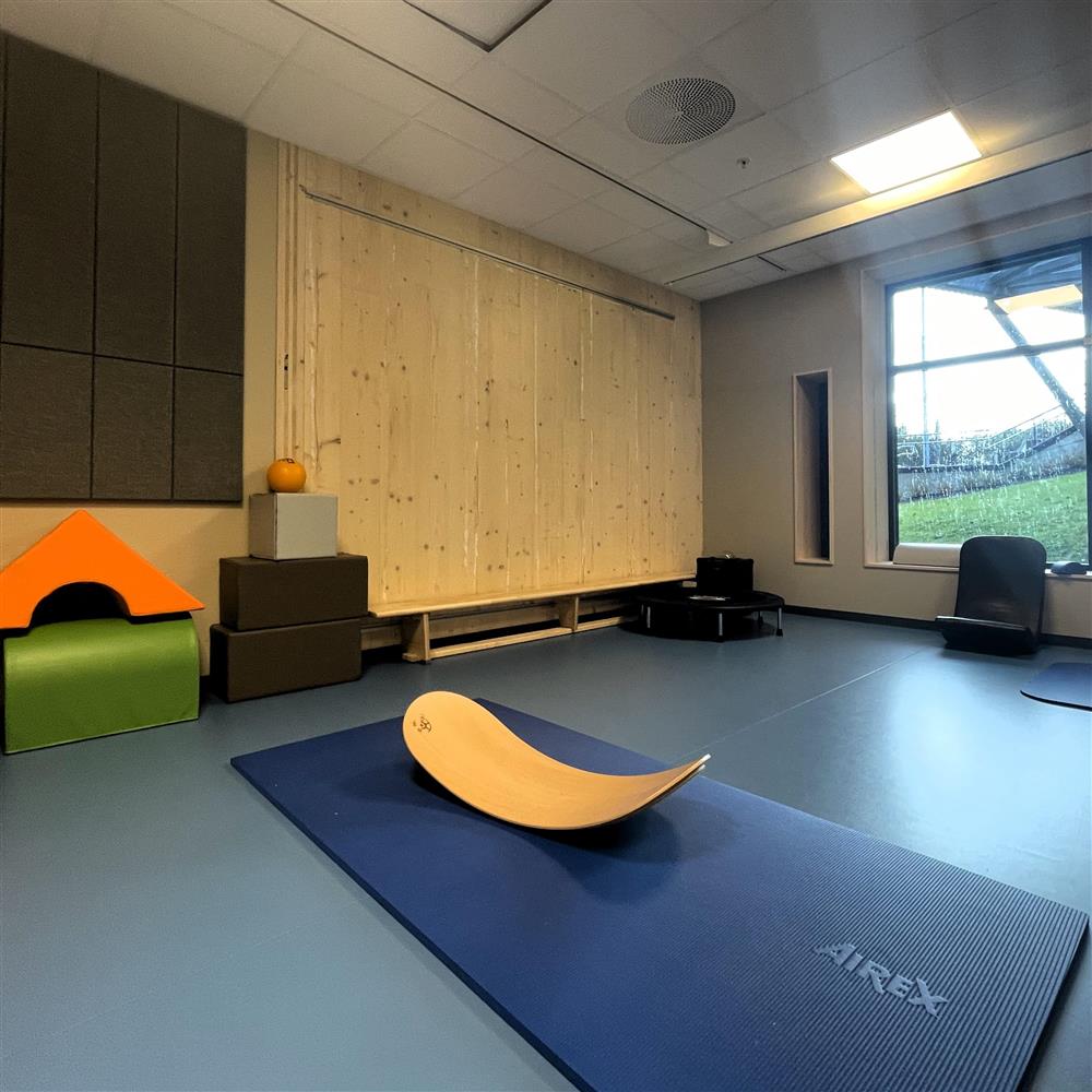 Bildet viser et rom med matter og puter. - Klikk for stort bilde